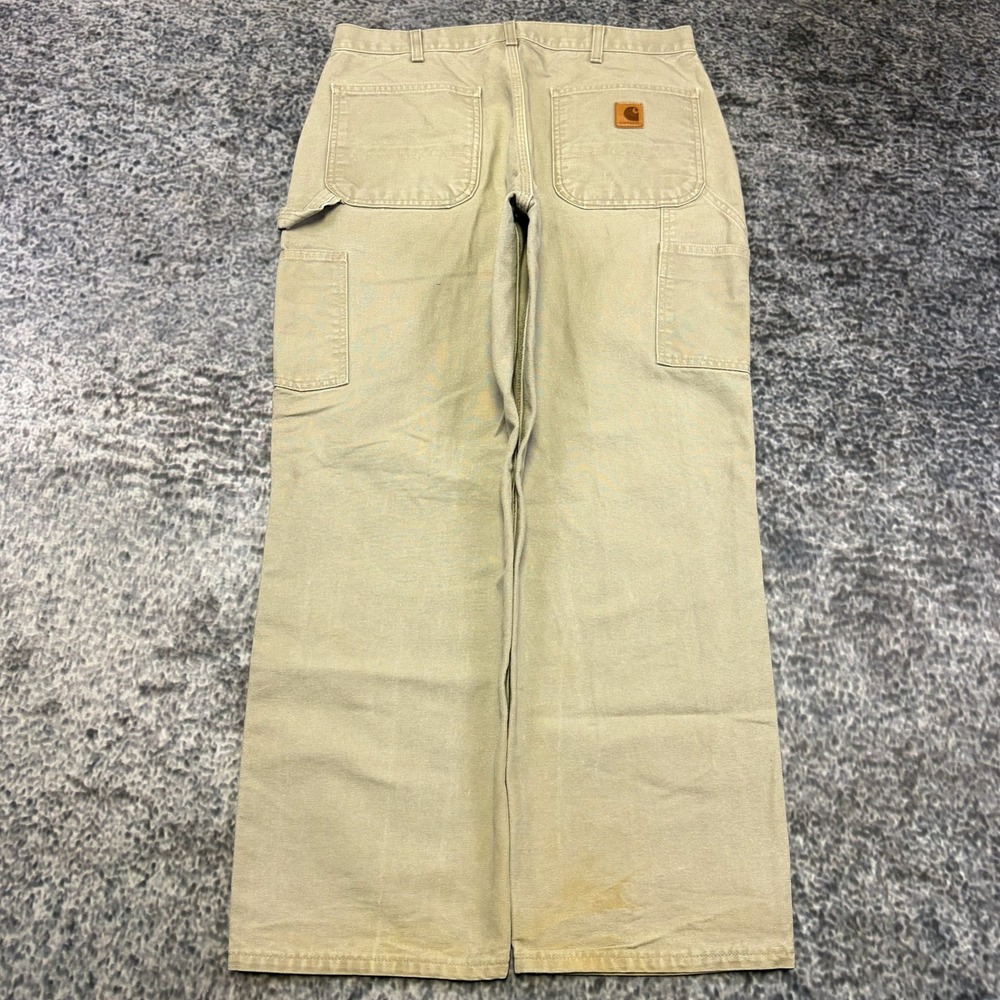 Carhartt Carpenter Pants Mens 32x29 Beige Loose Original Fit Utility Workwear